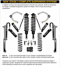 Load image into Gallery viewer, ICON 2021-2025 FORD F-150 RAPTOR, 1-3" LIFT, STAGE 4 SUSPENSION SYSTEM